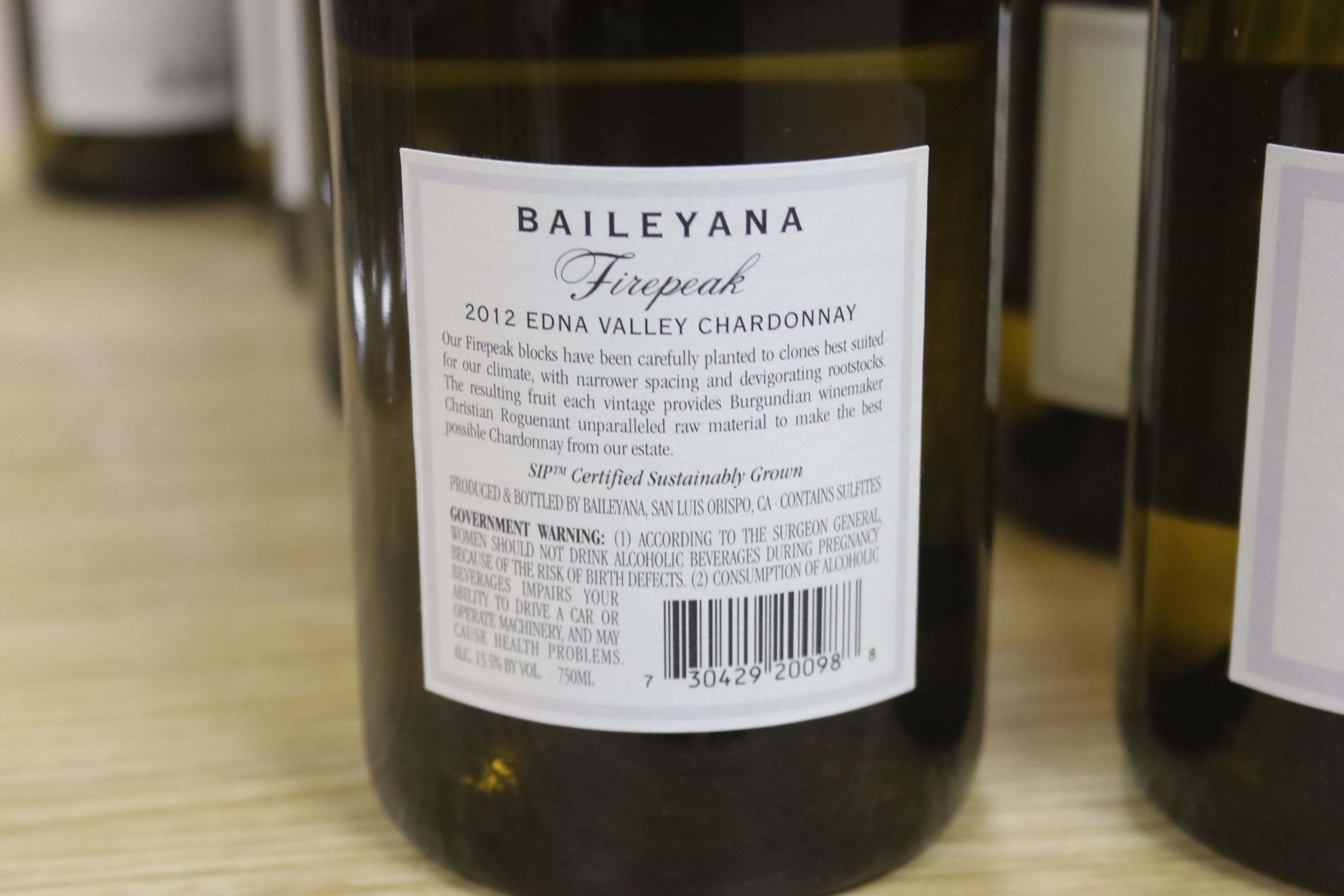 Twelve bottles of Baileyana Firepeak Vineyard Chardonnay-Edna Valley, 2012, 75cl